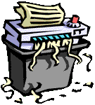 Ein Papiershredder schreddert Papier